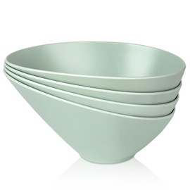 LOVYANXUE Bamboo Fiber Salad Bowls, 4 Packs Serving Bowls Blue Green, Compostable 33 Ounce Elegant Angled Bowls for Salad, Pasta, Soup, Prep, Ideal for Home and Restaurant(Blue Green, 9.5Inch)