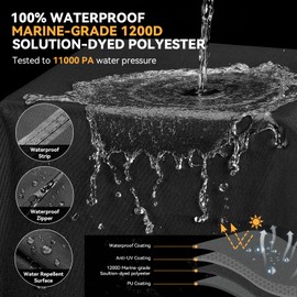 100% Waterproof 1200D Solution-Dyed Golf Cart Cover Universal Fit Yamaha,Honda,Club Car,EZGO and Most Brand Golf Cart for 2/2+2/4/4+2/6 Seats with Zipper Door,Storage Bag,Fit for 2 Passenger Cart