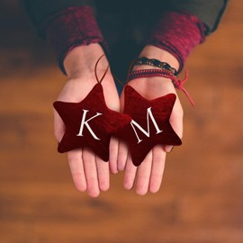 Zima Blue Premium Velvet Letter Sign Initial Christmas Tree Ornament Decorations, Plush Decorations for Holiday Wedding Party Home Decor (Red, Letter H)