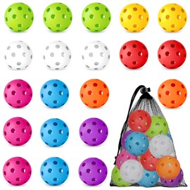 Coopay 20 Pack Baseball Practice Balls Plastic Training Balls Lightweight Hollow Softballs with a Drawstring Bag for Hitting, Baseball Training Indoor Outdoor Use (8 Colors)