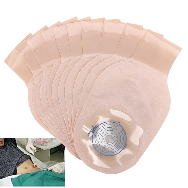 10pcs Disposable Colostomy Bag Soft Skin Friendly Ostomy Bag Pouch