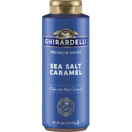 Ghirardelli Sea Salt Caramel Flavored Sauce, 16 Ounce Squeeze Bottle with Ghirardelli Stamped Barista Spoon