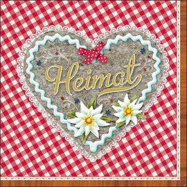 20 Napkins Heimat Heart Red