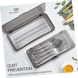 Cabilock 3Pcs Silverware Organizer Countertop Utensil Holder for Countertop with Lid Kitchen Silverware Organizer Plastic Silverware Tray for Drawer Utensil Organizer Black