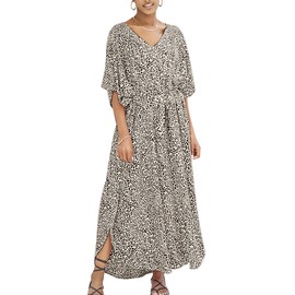 Snyemio Women's Kaftan Long Summer Tunic Beach Dress Large Sizes Beach Maxi Dress Plus Size with Belt, Colour 2, Unit size