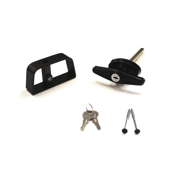 Black T-Handle Lock, 2 Keys, 4-1/2" Stem, Shed, Barn, Playhouse & Chicken Coop Door Lock