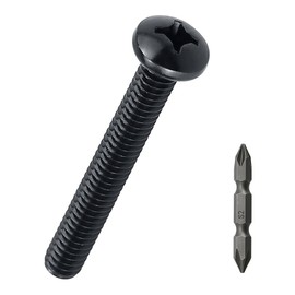 #6-32 x 1-1/2" Stainless Pan Head Machine Screws 50 Pcs, 18-8 (304) Stainless Steel Phillips Drive Pan Head, Full Thread, Black Coated, with Phillips Bit