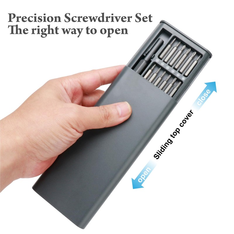 ABLY 25-in-1 Precision Screwdriver Set, Magnetic Bits, Aluminum Handle, Phone