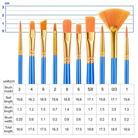 ESRICH Paint Brushes Set for Acrylic Painting,6Packs/60Pcs Nylon Hair Acrylic Paint Brushes, Professional Paintbrushes for Watercolor Oil Rock Face Drawing, Paint Brushes for Arts Paint Brush Kits.