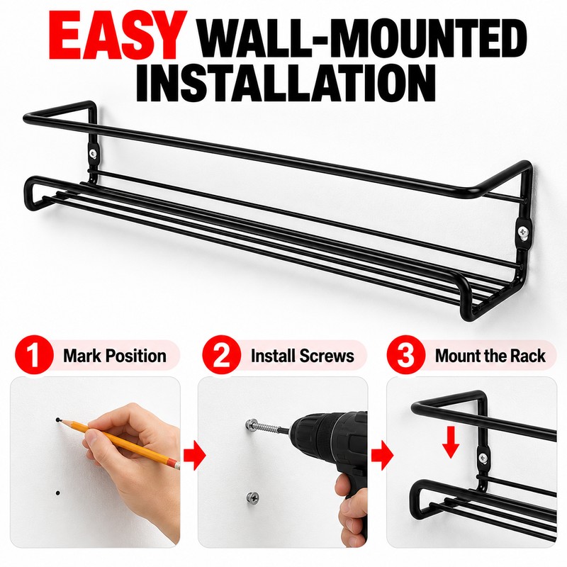 Wall-Mounted Spice Rack for Kitchen Storage – 2-Piece Metal Organizer