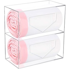 Trash Bag Dispenser Roll Holder Under Sink & Wall Mount - 2 in 1 Clear Acrylic Garbage Bag Holder Organizer for Cabinet Kitchen – Storage Box Holder for Garbage, Grocery & Plastic Bags
