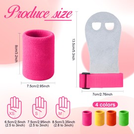 Soulchen 8 Pcs Gymnastics Grips for Girls Gymnastic Hand Grips Wristbands Gloves Gymnastic Bar Palm Protection Equipment Sports Accessories for Workout Exercise (Teal,Rose Red,Yellow,Orange)