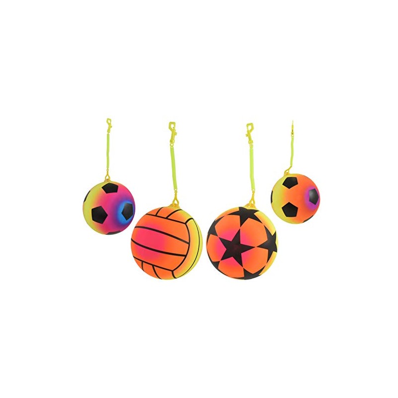 KandyToys 9" Inflatable Neon Sport Ball With Keychain Football, One