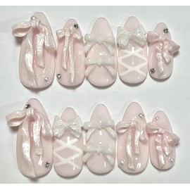 Pink Ballet Core Nail Tips - Please write in your request / 핑크 발레코어 네일팁 - 요청사항에 적어주세용