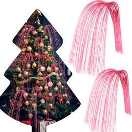 30 Pcs Long Glitter Firework Spray Picks 35.5 Inch Soft Christmas Curly Willow Sparkle Pine Sticks Dazzling Xmas Tree Ornaments for Mantel Fireplace Door Tree Winter Wreath Home Vase Decor(Pink)