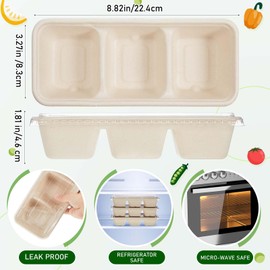Hushee 100 Pack 17 oz Small Meal Prep Containers with 3 Compartments Snack Containers with Lid Disposable Plastic Bento Box Travel Lunch Food Boxes Stackable for Office Picnic (Natural)