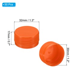 PATIKIL 1.2inch Plastic Bottle Caps for Crafts, 50Pcs Reusable Protection Bottle Screw Lids for Empty Container DIY Scrapbook Decorations, Orange