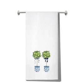 MYSOMY Chinoiserie Kitchen Towels Chinoiserie Lemon Topiary Towels Chinoiserie Lemon Gifts Chinoiserie Dish Towels (2LemonTopiary UK)