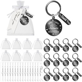 Huquary 48 Pcs Employee Appreciation Gifts Bulk Thank You Keychains for Coworkers with Organza Bags and Thank You Cards for Teams Staff Office Volunteers Appreciation Keychain(Black)