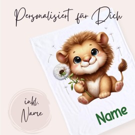 GRAZDesign Baby Blanket with Name, Soft Cuddly Blanket with Lion, Cuddly Blanket for Birth as a Gift