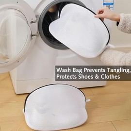 2 Pcs Shoe Washing Machine Bag, Shoes Washing Bags,Reusable Trainer Washing Machine Bag, Mesh Laundry Shoe Bags with Zip Closure for Sneakers, Socks, Bras Travel