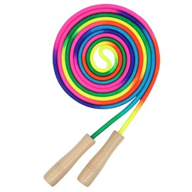 JNAWA Long Jump Rope Rainbow Jumping Rope with Wooden Handle Adjustable Double Dutch Skipping Rope for Girls Boys Outdoor Fun School Sport Party Game（16Foot）