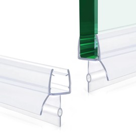 2 PCS Frameless Shower Door Bottom Seal, 1/4'' X 36'' Ultra Clear Shower Glass Door Seal Strip with Drip Rail, Shower Door Sweep Stop Shower Leaks for 1/4 Inch(6mm) Glass Thick