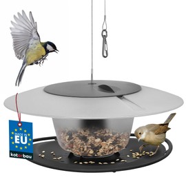 KOTARBAU® Bird House for Hanging Bird Feeder Made of Plastic Round Bird Feeder for Birds Bird House Feeding Stations for Wild Birds Bird House Balcony Bird Feeder Diameter 250 mm