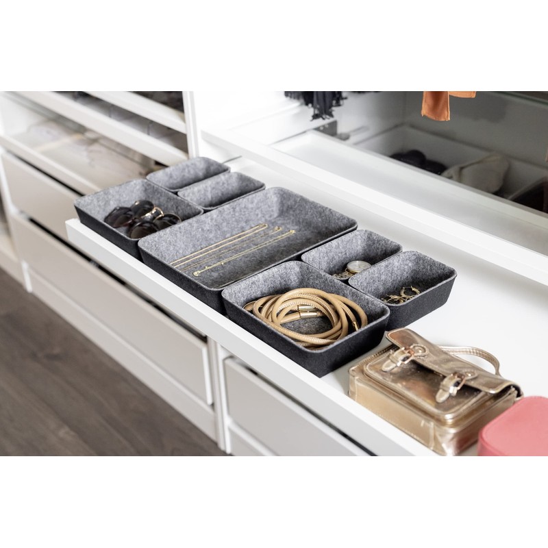 WENKO Drawer Organiser Felt, 7-Piece Storage Aid for Drawers Made
