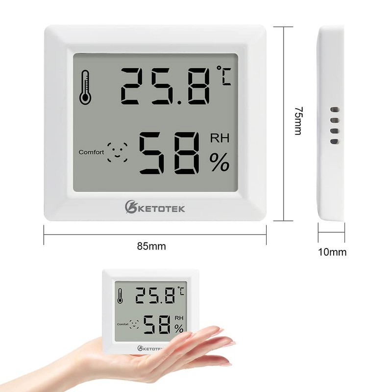 KETOTEK Thermometer, Hygrometer, 3-Piece Indoor Large Screen Temperature and Hygrometer,