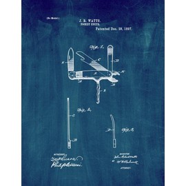 Pocket Knife Patent Print Midnight Blue (16" x 20") M15755