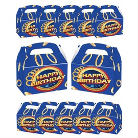Blue Hedgehog Party Gift Boxes, 12 Pack Blue with Golden Ring Print Gable Candy Treat Boxes, Cartoon Game Party Decorations