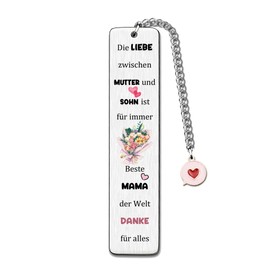 Mum Bookmark Christmas Mother's Day Gift Women Flower Cute Birthday I Love You from Son Mum Retirement Appreciate Love Quotes Engraved Keepsake Heart Charm