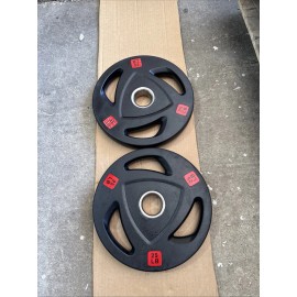 25 LB Grip Style Olympic Rubber Weight Plates - Pair (50lbs Total) 2” Hole NEW