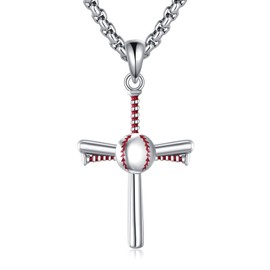 ZPMMPZ Baseball Necklace Sterling Silver Baseball Cross Pendant Bible Verse Philippians 4:13 I CAN DO All Things Baseball Jewelry Gifts for Men Women Sports Lovers, Medium, Sterling Silver, No