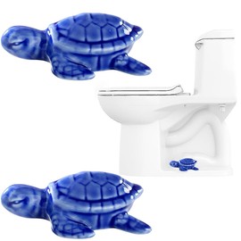 Cute Turtle Toilet Bolt Caps Ceramic Sea Turtle Toilet Bolt Covers Decorative, Set of 2 Toilet Screw Cover Caps for Bolts Bathroom Decor (G)