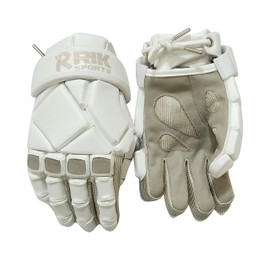 RIK SPORTS Pro-Men Lacrosse Gloves – High-Density Padding, Enhanced Grip, Quick-Drying, Protective fit with an Extended Cuff, Flexible, and Lightweight Design. (White, Small)
