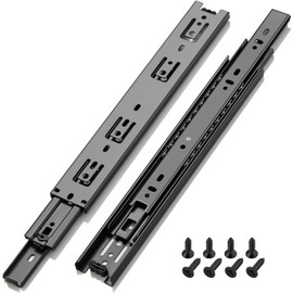AOLISHENG Drawer Runners Cabinet Drawer Slides 250mm 45kg Load Capacity Heavy Duty Kitchen Draw Runners Full Extension Ball Bearing Draw Sliders Replacement Rails Side Mount, Black 1 Pair