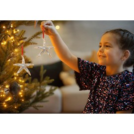 JUESMOS Metal Starfish Christmas Ornaments 2024 Golden Starfish Hanging Ornaments for Christmas Tree Decorations Christmas Starfish Keepsake Gifts for Women Girls Sister Kids Starfish Ornaments
