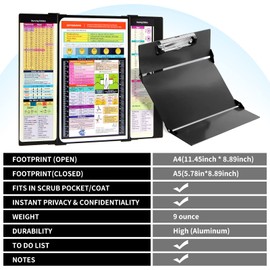 SC Printing World Nursing Clipboard with Medical Edition Cheat Sheets 3 Layers Nurse Clip Boards Notepad for Students, Nurses and Doctors, Black