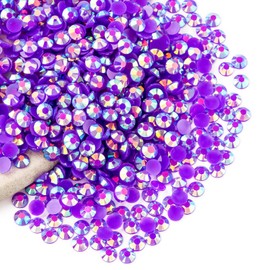 Purple AB Rhinestones Bulk, 5000PCS Flat Back Round Jelly AB Rhinestones Non-Hotfix Crystal Gems Wholesale for Crafts Makeup Nails Face Tumblers Clothes Shoes Handmade Decoration 5mm