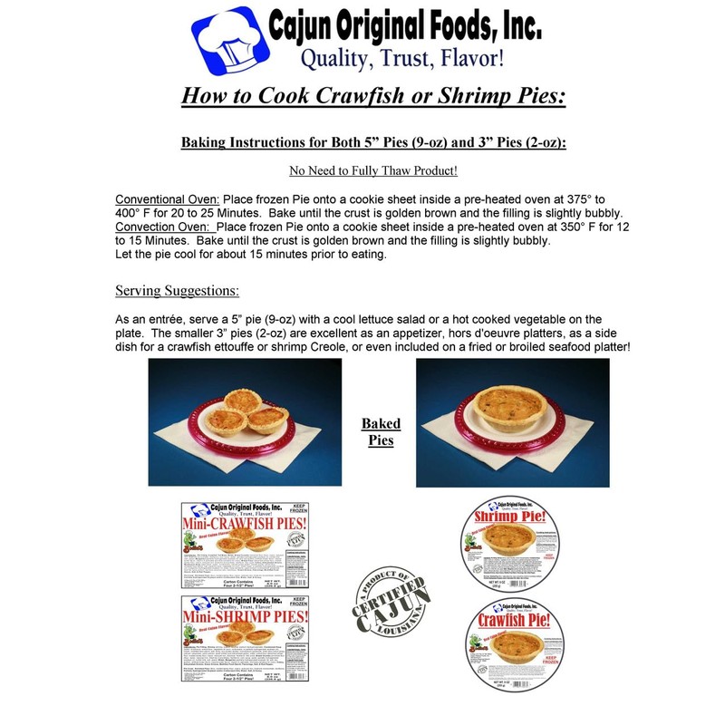 Cajun Original Cajun Crawfish Pie (MINI) 4 - 2 oz