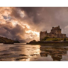 SVINOILER Eilean Donan Castle Scotland Painting by Numbers DIY Unique Canvas Oil Painting Kit Digital Painting 16x20 Inch