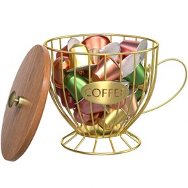 Coffee Pod Holder Large Capacity Black K Cup Holder Organizer for Counter - Coffee Bar Accessories Decor Station for Pods, Espresso, Capsules, Creamer(CC-Gold)