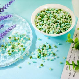 FASHEWELRY 1 Bag 4mm Glass Seed Beads Pale Green Opaque Transparent Round Crystal Pony Beads Small Kandi Beads for Bracelets Necklace Earring DIY Jewelry Making Craft