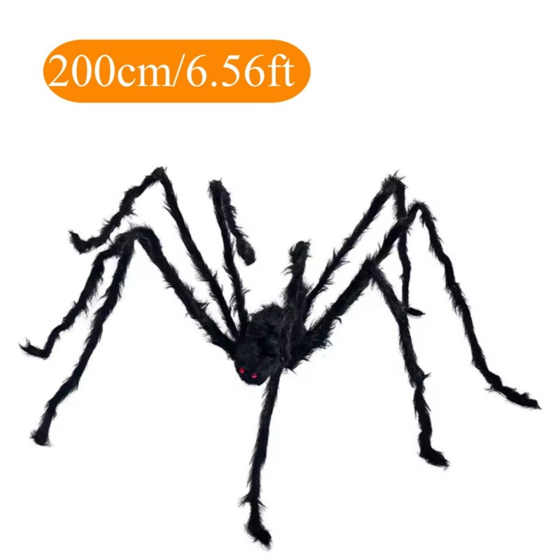 Giant Black Plush Spider for Halloween Decorating – Fuzzy Spider