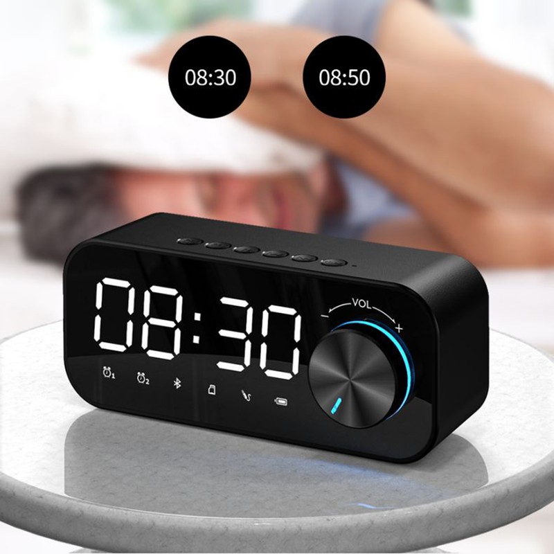 Digital Radio Alarm Clock Bluetooth Speaker Clock with Time and