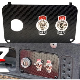 OZ-USA Carbon Fiber Golf Cart Key Plate with Aux Toggle Switch Compatible with EZGO TXT PDS Electric 36V 48V
