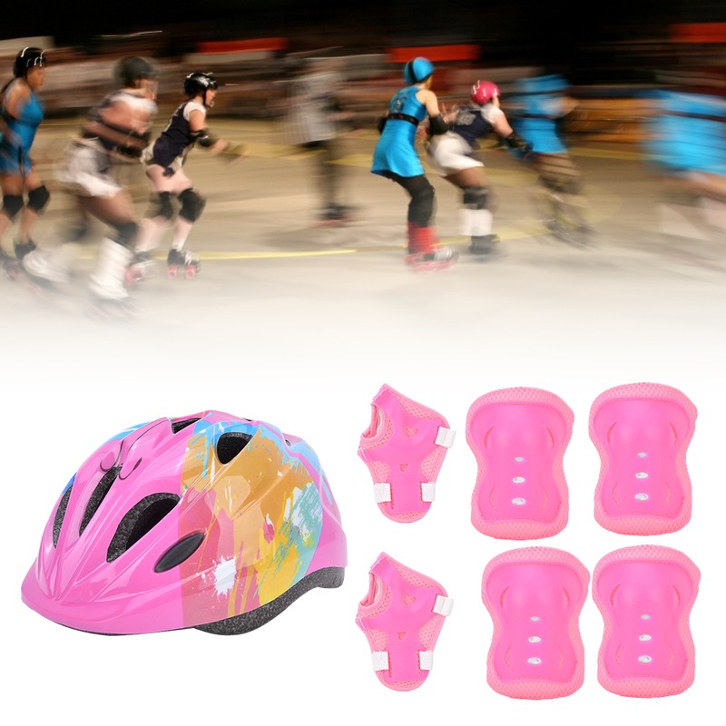 7pcs Kids Skating Bike Protective Gear Set Safety Helmet Knee