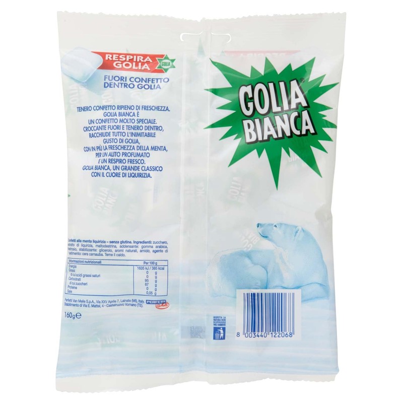 Golia Bianca, Caramelle Dure, Gusto Menta e Liquirizia, Busta da